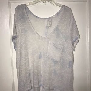 White and Blue Tie-dye Knit Top